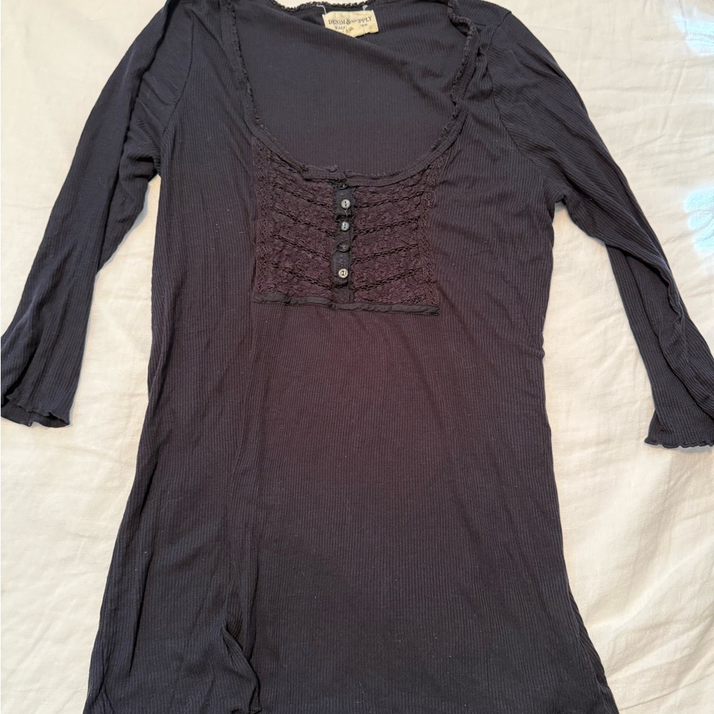 Denim & Supply Ralph Lauren Navy Ruched Blouse